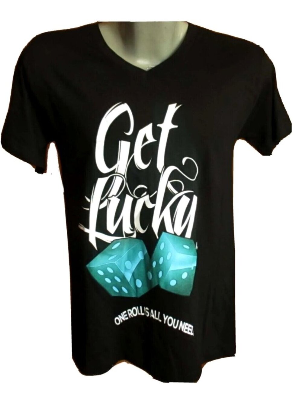 Vintage Y2K T-Shirt M NEW Mens 90s GET LUCKY ROLL DICE HIP HOP Graphic Tee